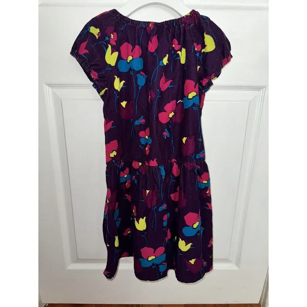 Tea Collection Plum Purple Floral Print Corduroy Dress‎ Cotton Size 10